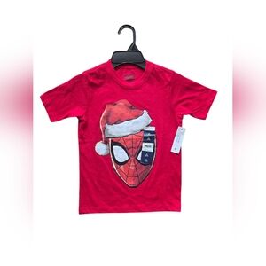 Marvel Spider-Man “Santa Spidey” Christmas Tee Boys XS (4/5) Red NWT